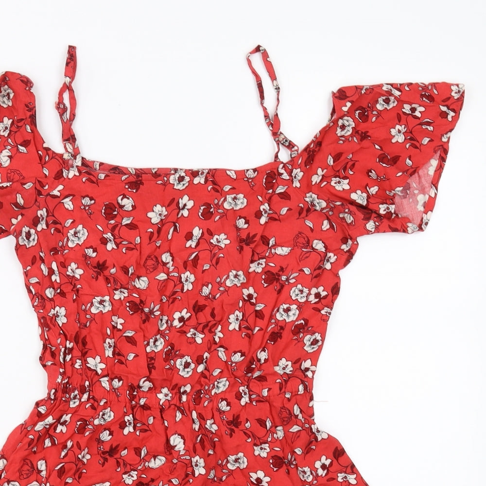 Divided by H&M Womens Red Floral  Mini  Size 6