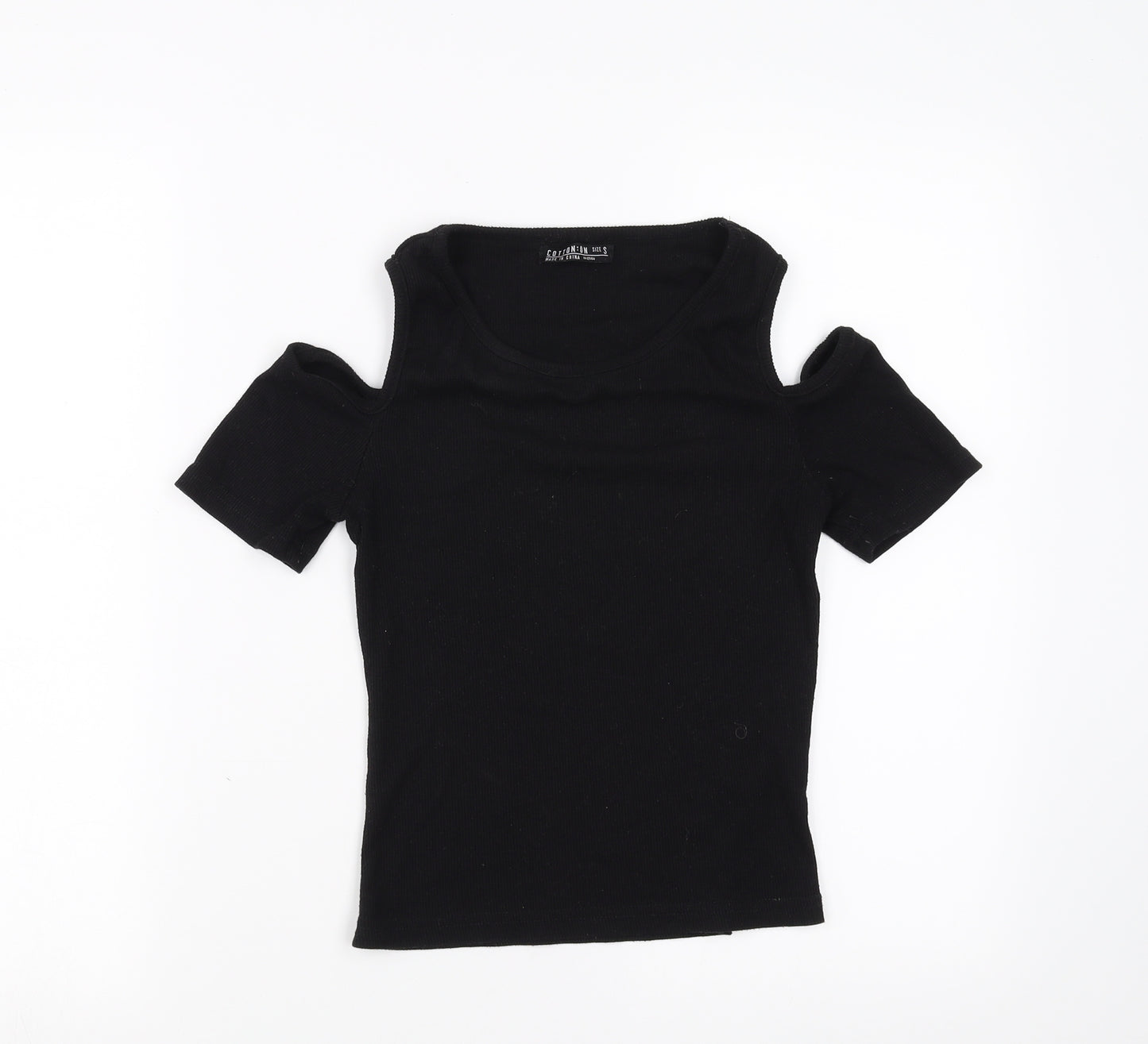 cotton:on Womens Black   Basic T-Shirt Size S  - cold Shoulder