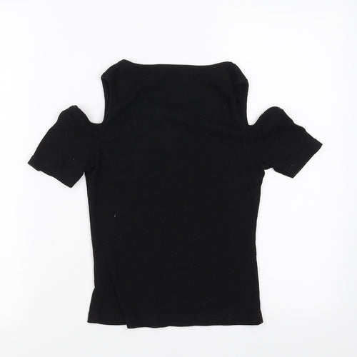 cotton:on Womens Black   Basic T-Shirt Size S  - cold Shoulder