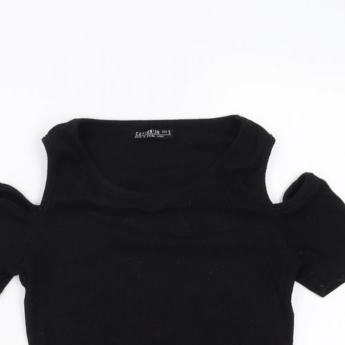cotton:on Womens Black   Basic T-Shirt Size S  - cold Shoulder