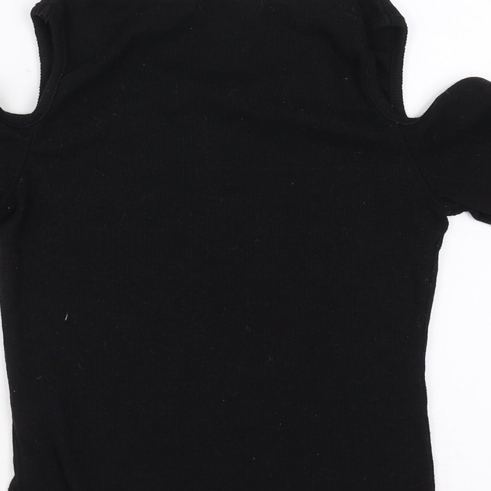 cotton:on Womens Black   Basic T-Shirt Size S  - cold Shoulder