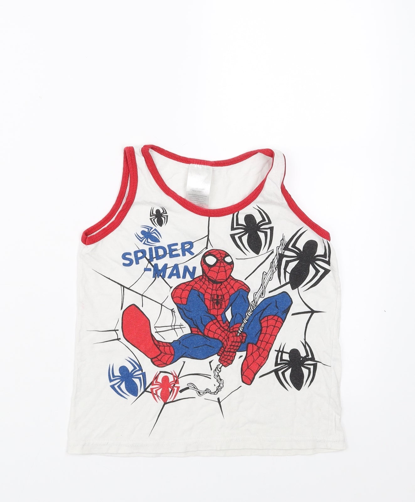 Marvel Boys White   Basic Tank Size 6-7 Years  - SpiderMan