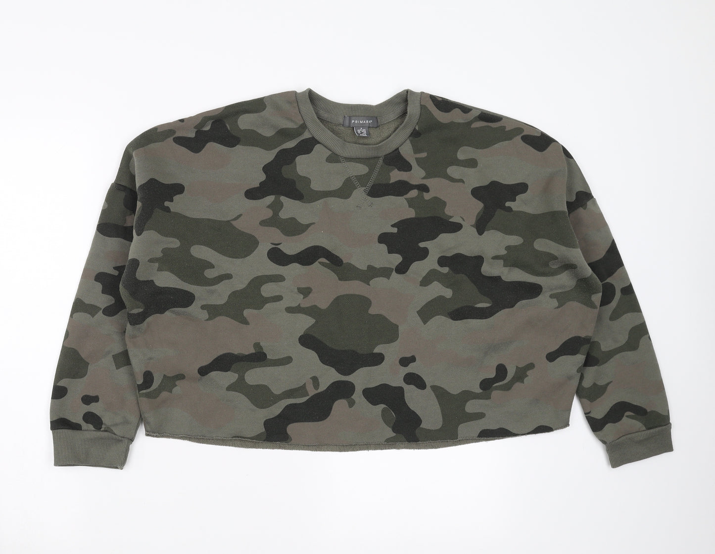 Primark Womens Green Camouflage  Pullover Sweatshirt Size S