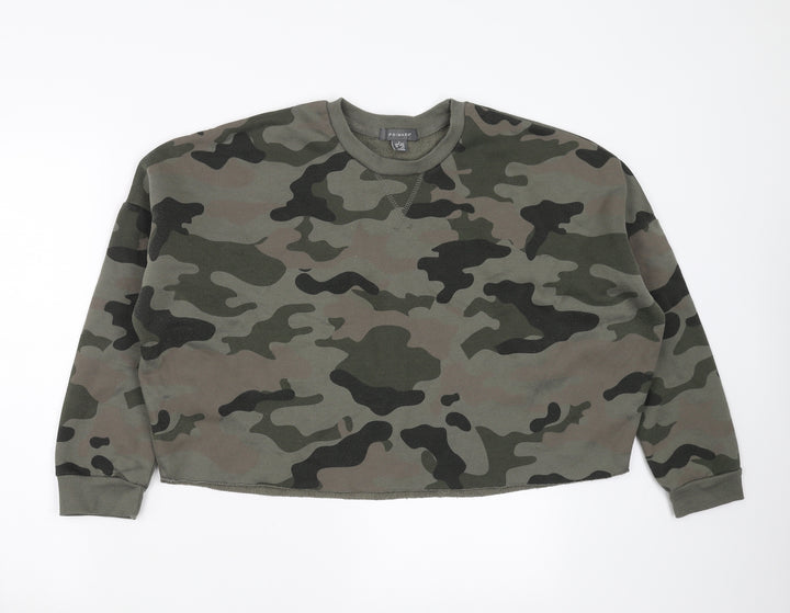 Primark Womens Green Camouflage  Pullover Sweatshirt Size S
