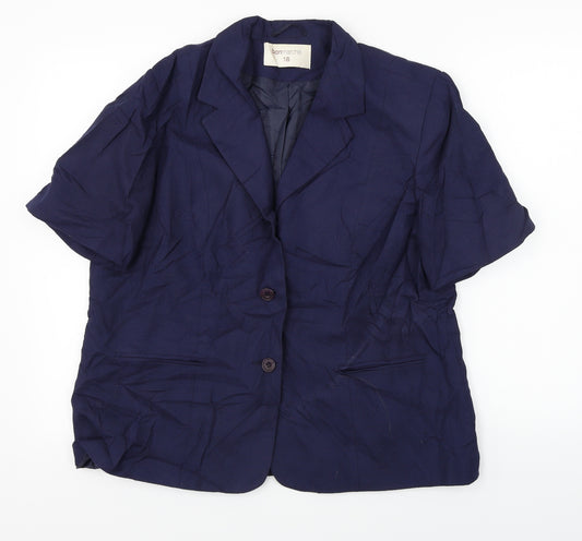 Front view of Bonmarché women’s blue jacket blazer, size UK 18