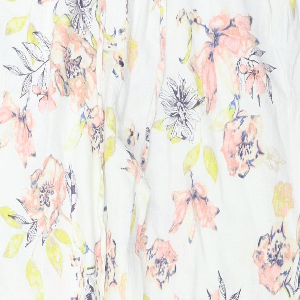 George  Womens White Floral  Trousers  Size 16 L25 in