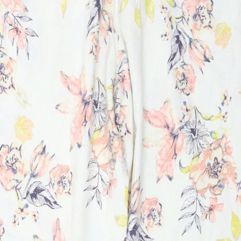 George  Womens White Floral  Trousers  Size 16 L25 in