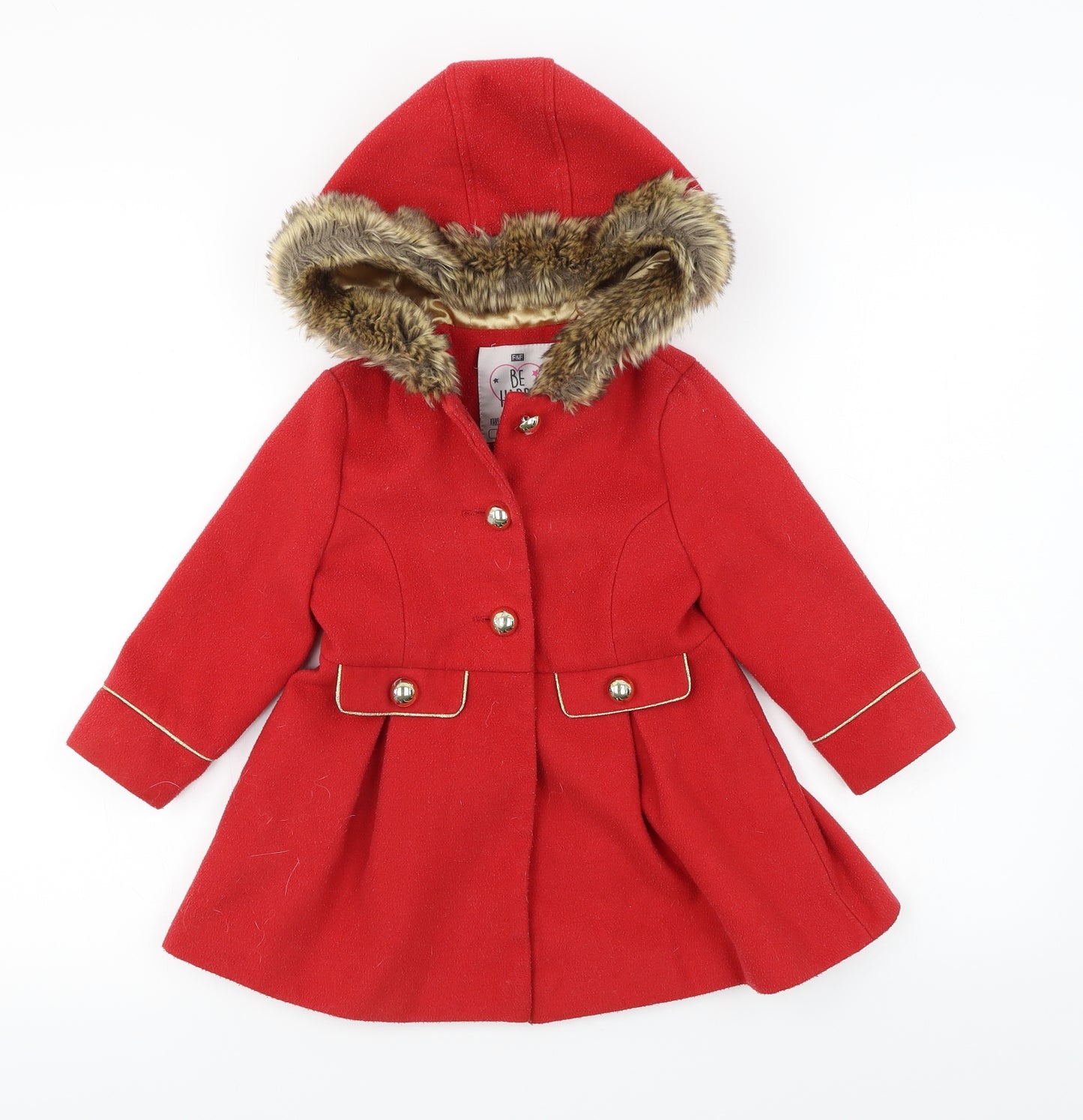 F&F  Girls Red   Jacket Coat Size 2-3 Years
