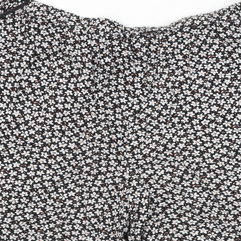 F&F Womens Black Floral  Cut-Off Shorts Size 12
