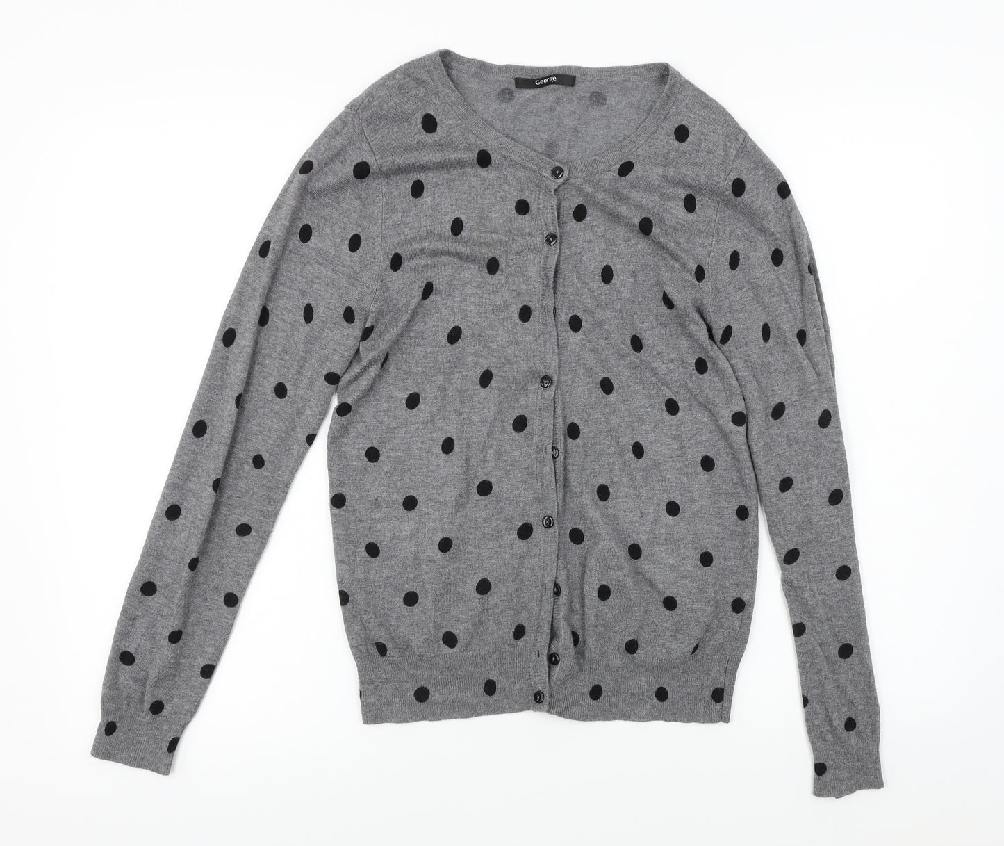 George  Womens Grey Polka Dot  Cardigan Jumper Size 10