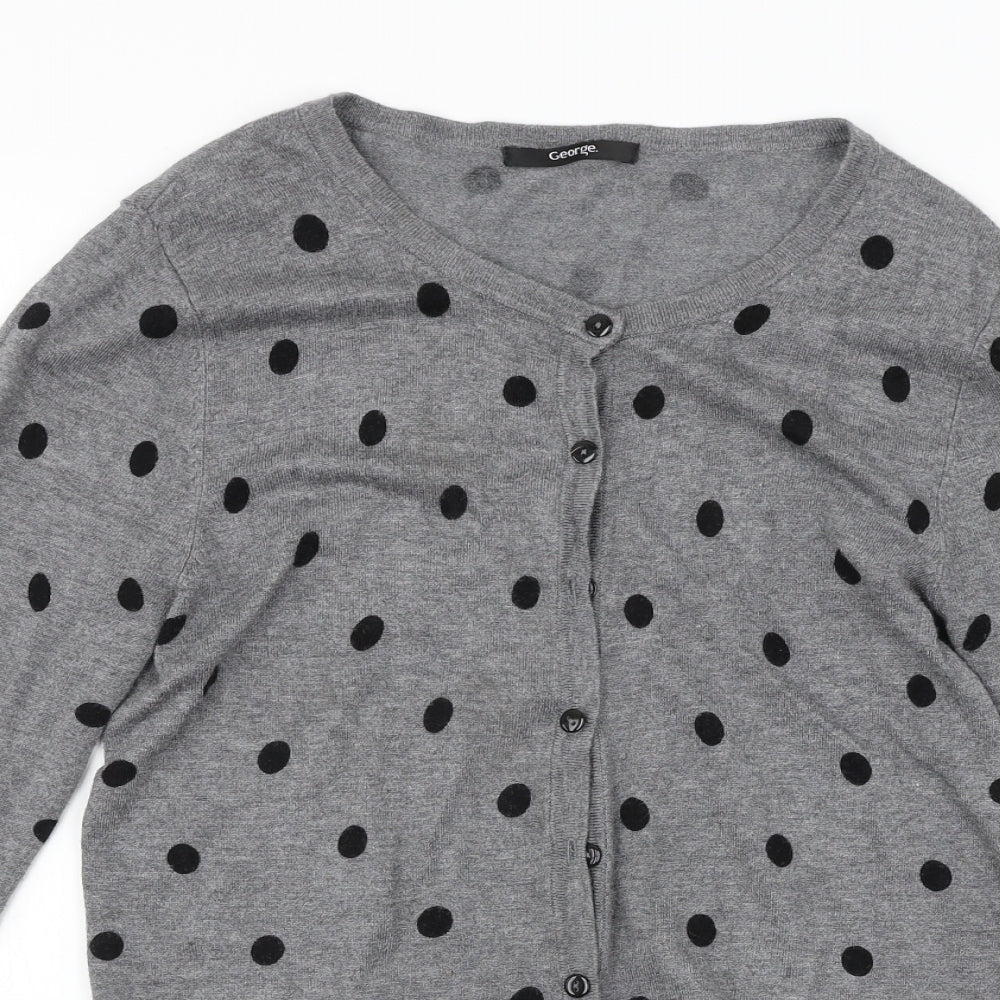 George  Womens Grey Polka Dot  Cardigan Jumper Size 10