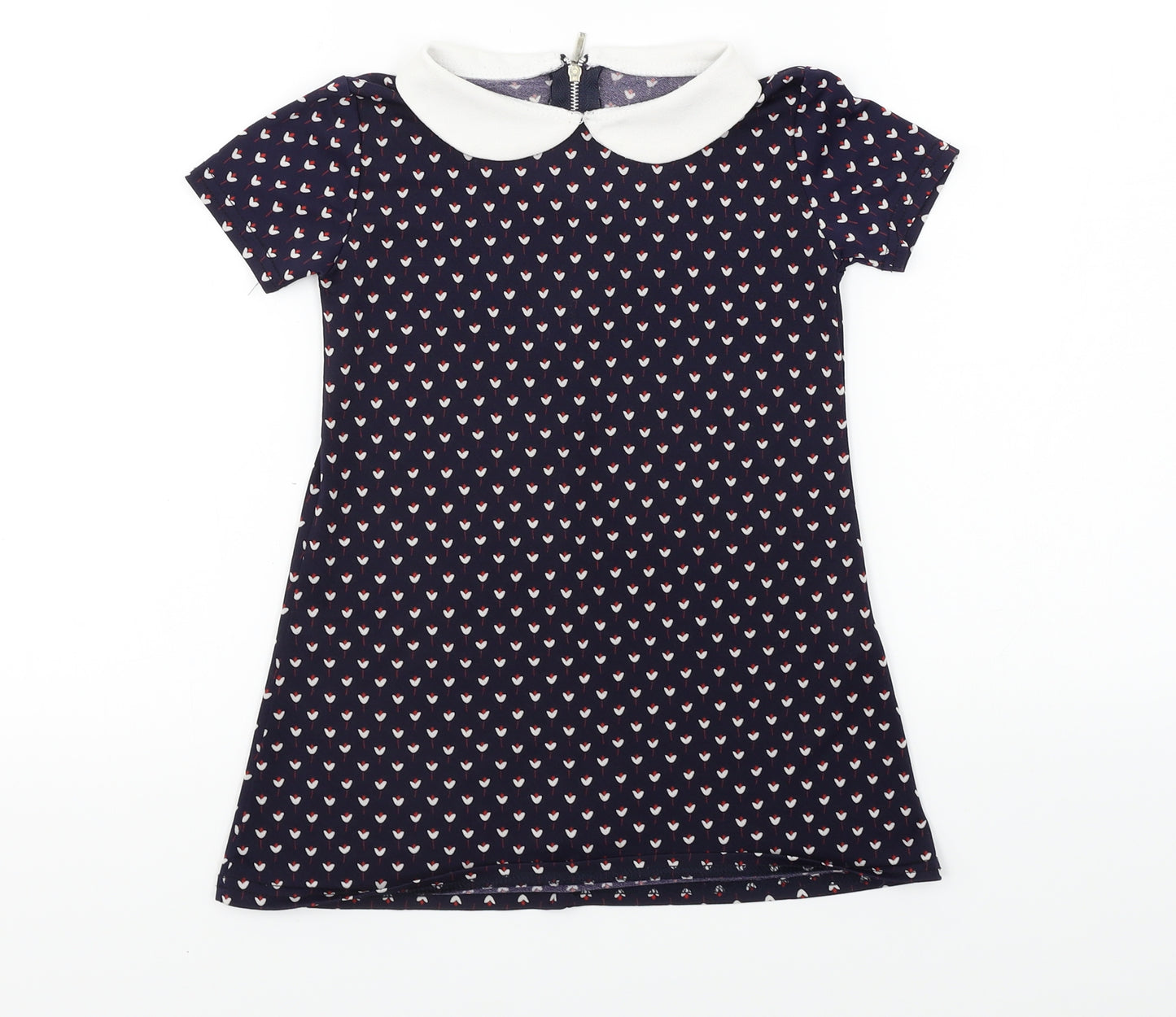 Preworn  Girls Blue Floral  A-Line  Size 4 Years