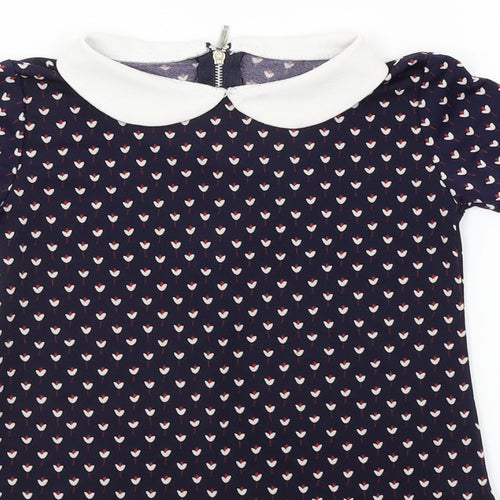 Preworn  Girls Blue Floral  A-Line  Size 4 Years