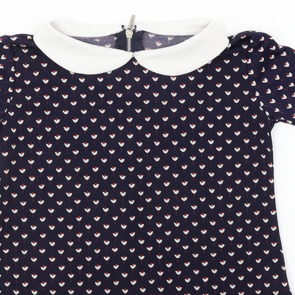 Preworn  Girls Blue Floral  A-Line  Size 4 Years