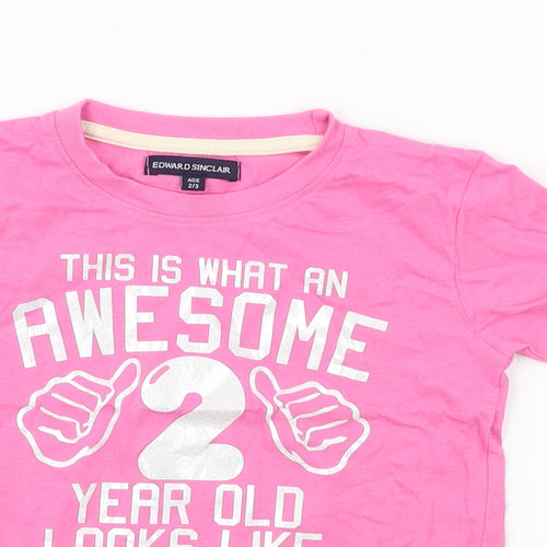 Edward Sinclair  Girls Pink   Basic T-Shirt Size 2-3 Years