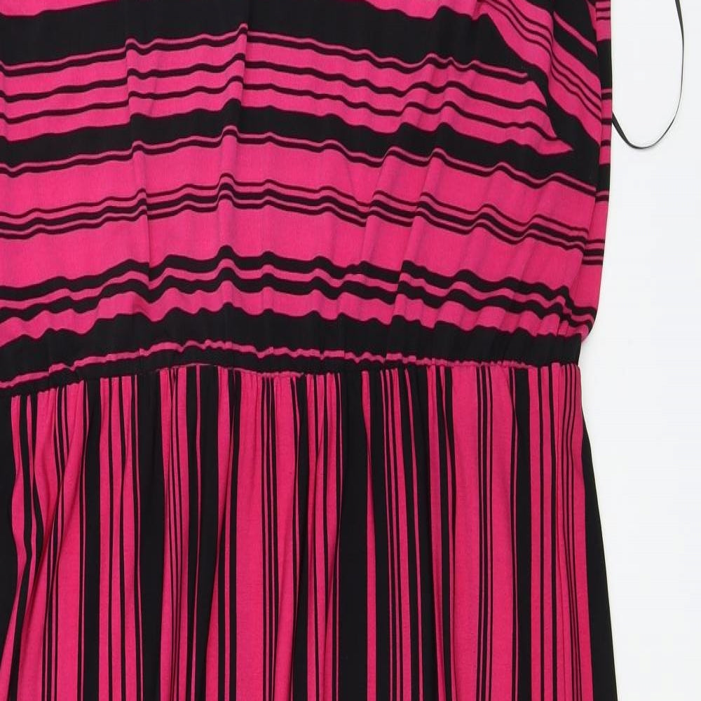bpc Womens Pink Striped  A-Line  Size XL