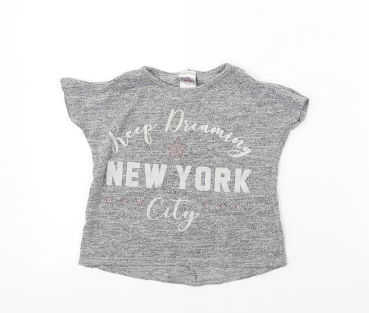Front view of EVIE girls’ grey basic t-shirt, size 4, years