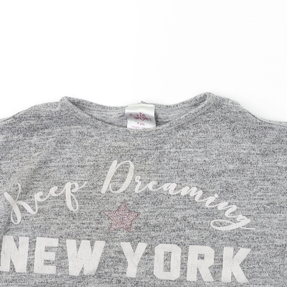 EVIE     Girls Grey   Basic T-Shirt Size 4 Years