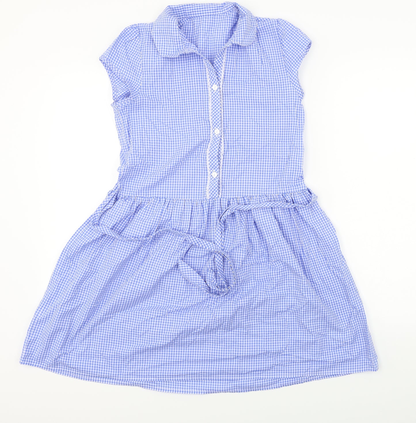George  Girls Blue Check  Ball Gown  Size 12-13 Years