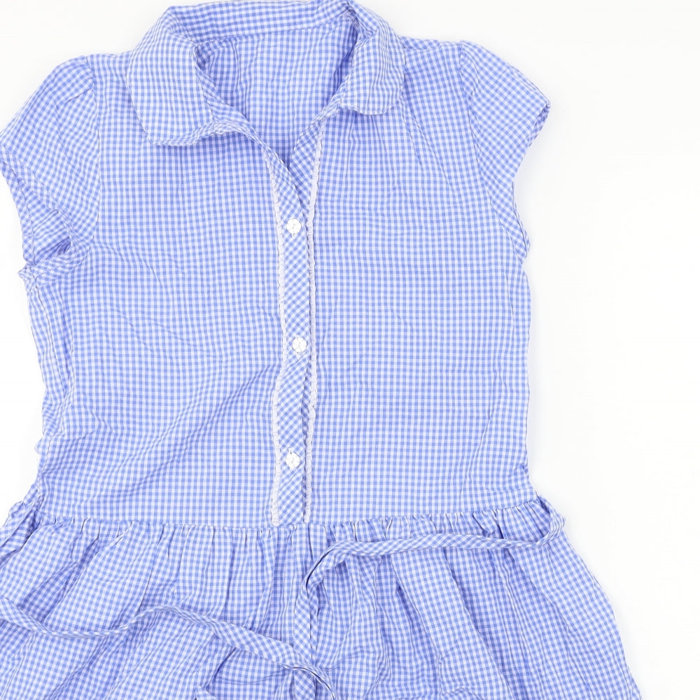 George  Girls Blue Check  Ball Gown  Size 12-13 Years
