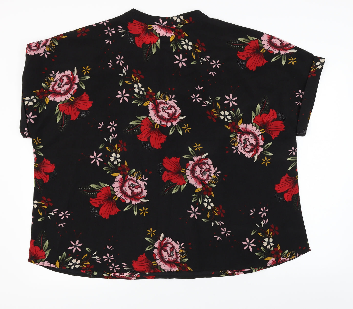 SheIn  Womens Black Floral  Basic Blouse Size 4XL