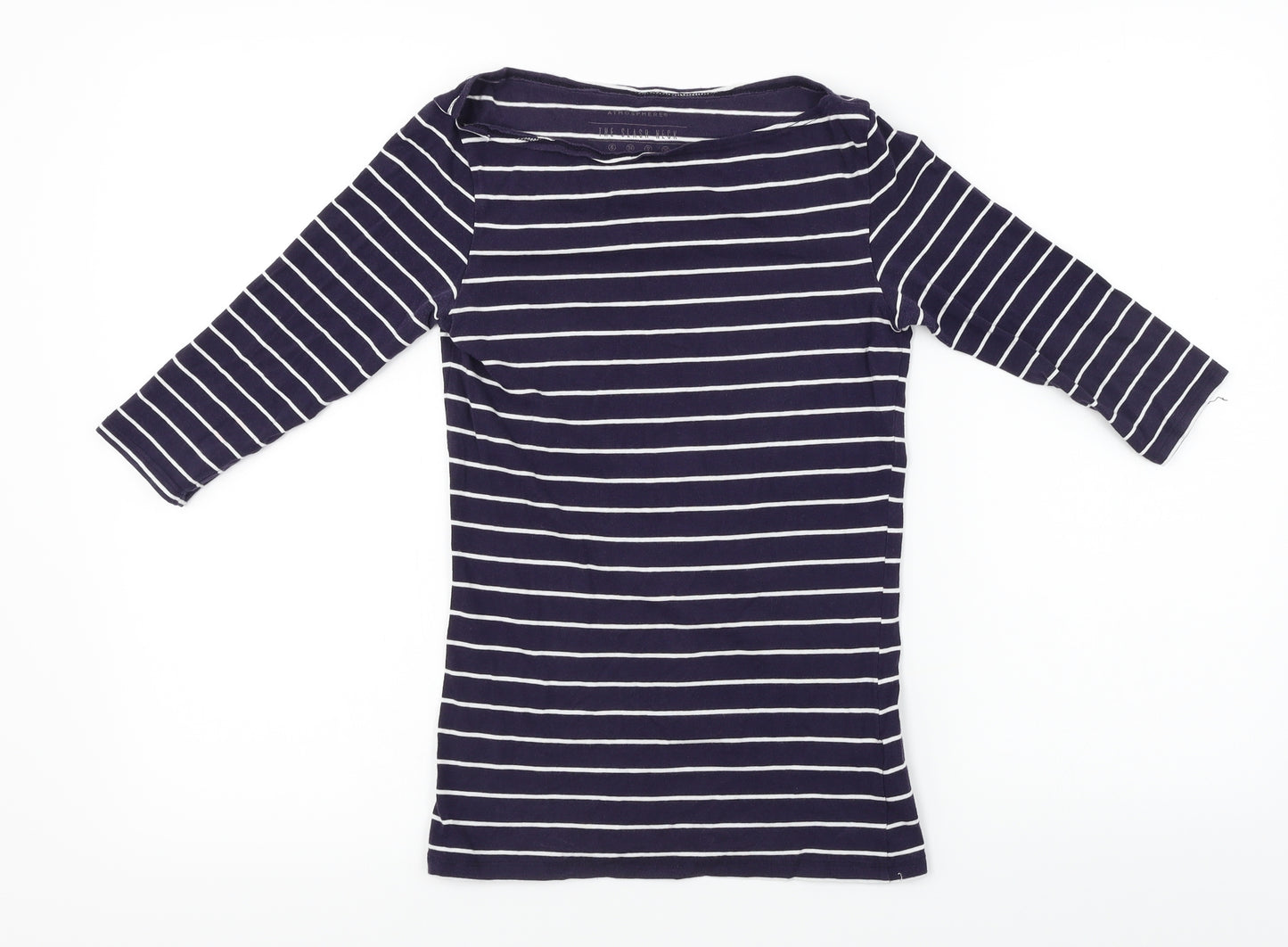 Atmosphere  Womens Blue Striped  Basic T-Shirt Size 6