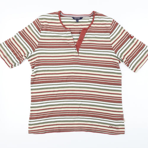 Maine New England  Womens White Striped  Basic T-Shirt Size 16