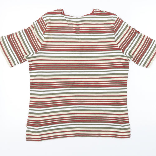 Maine New England  Womens White Striped  Basic T-Shirt Size 16
