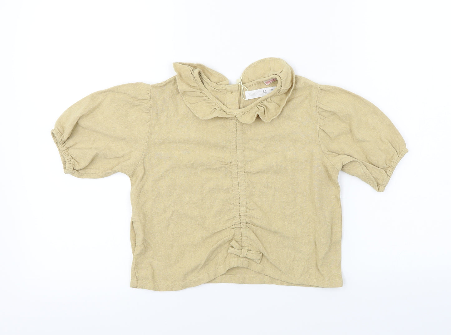 Zara Girls Beige   Basic Blouse Size 2-3 Years