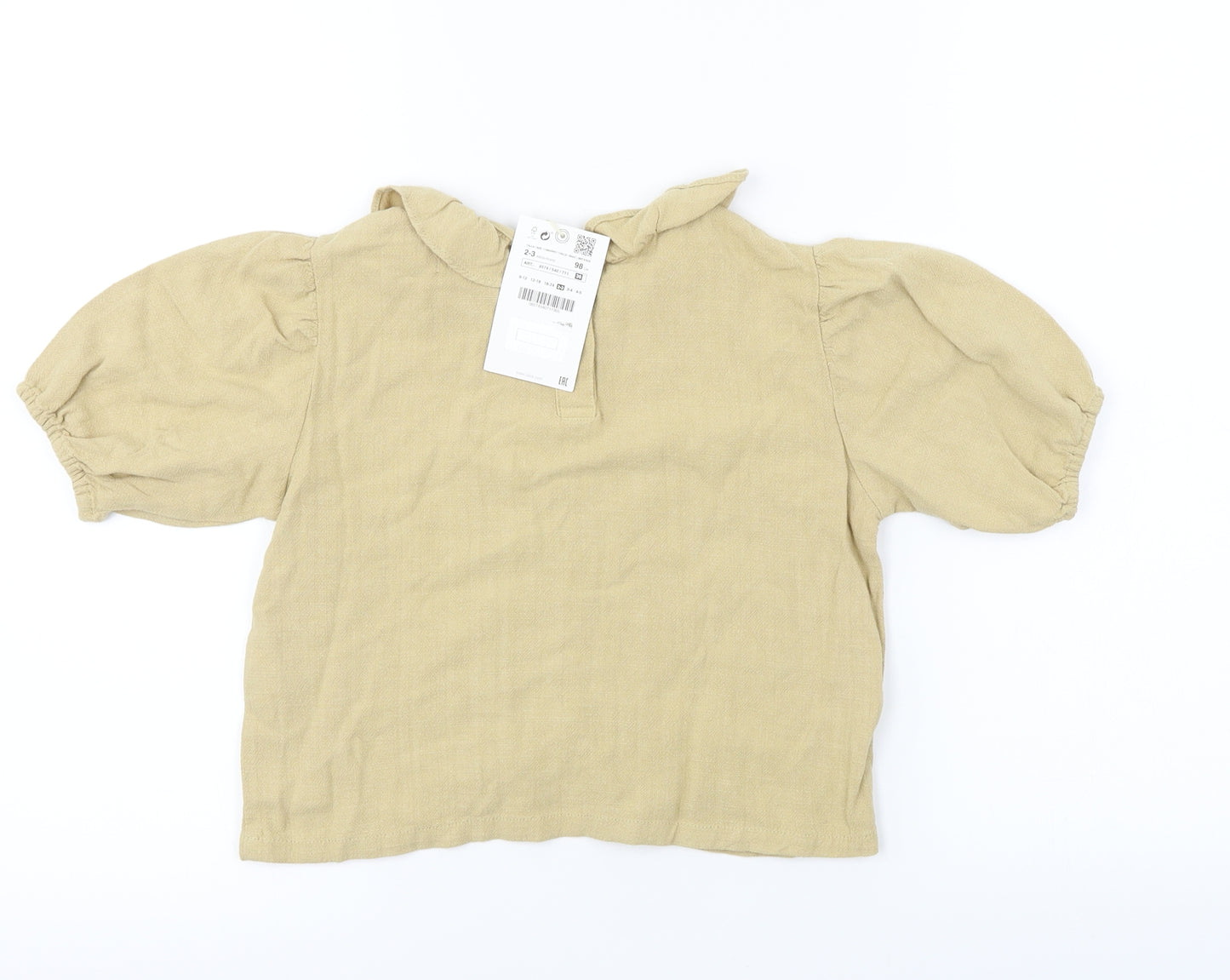 Zara Girls Beige   Basic Blouse Size 2-3 Years