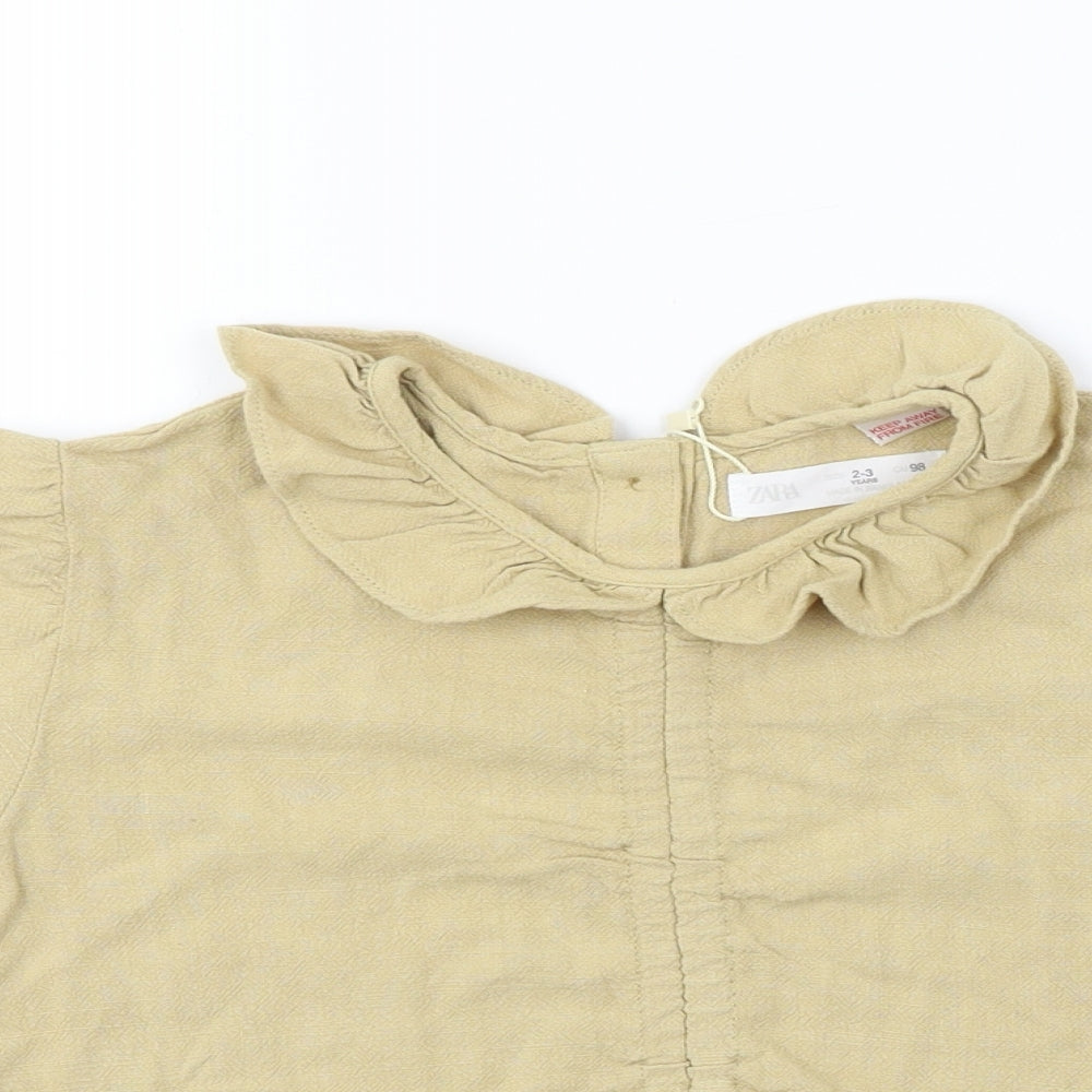 Zara Girls Beige   Basic Blouse Size 2-3 Years