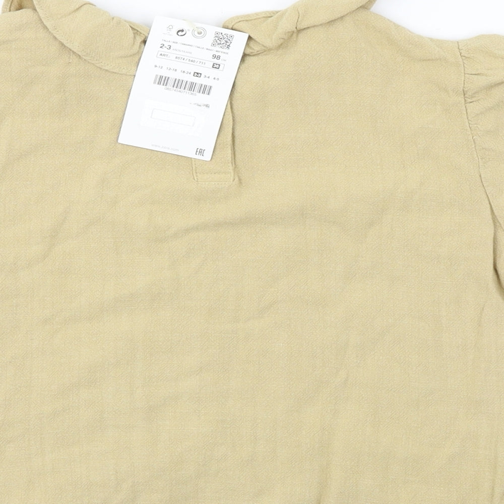 Zara Girls Beige   Basic Blouse Size 2-3 Years