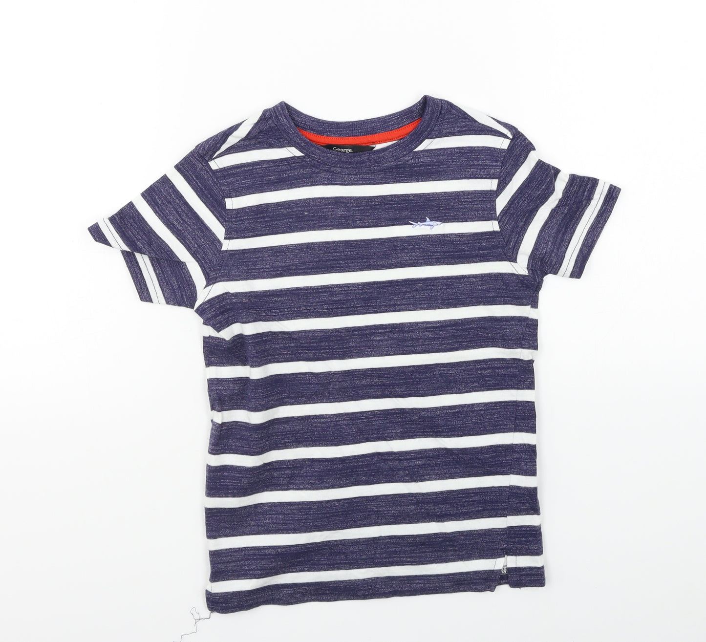George Boys Blue Striped  Basic T-Shirt Size 5 Years