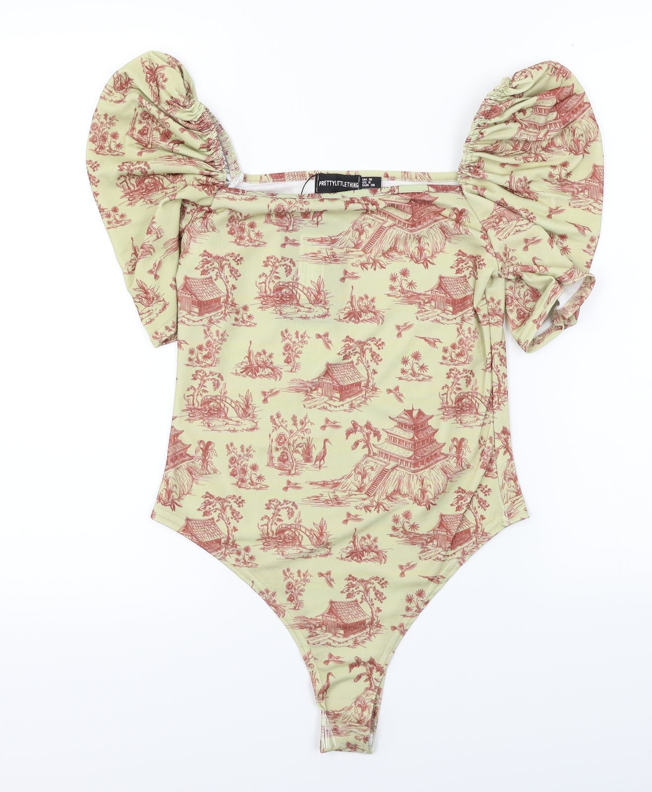 PRETTYLITTLETHING  Womens Green Floral  Jumpsuit One-Piece Size 10