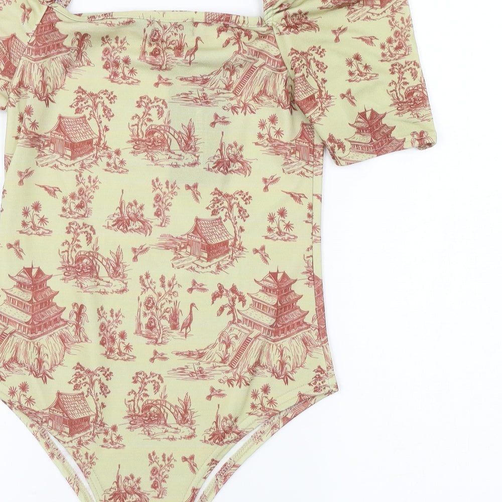 PRETTYLITTLETHING  Womens Green Floral  Jumpsuit One-Piece Size 10