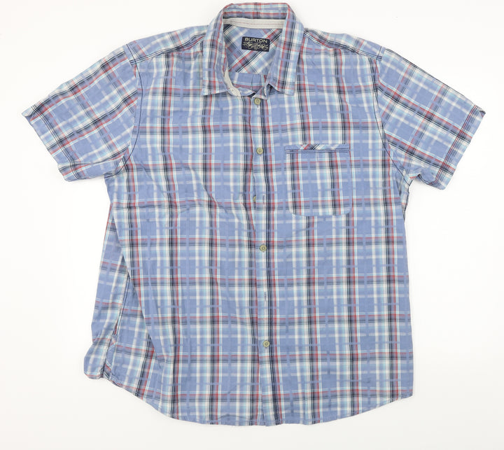 Burton Womens Blue Check Basic Button-Up Size XL