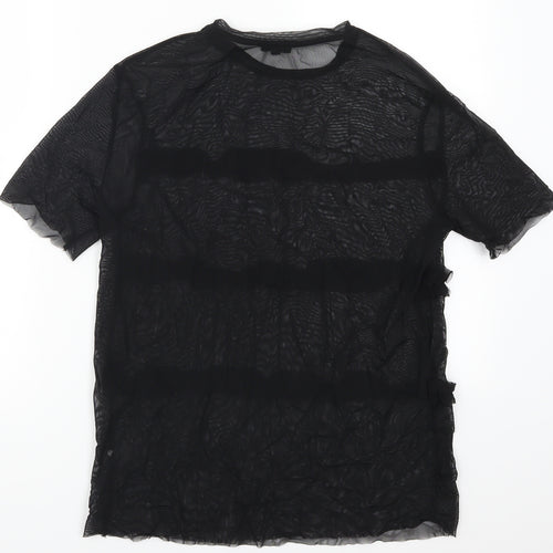 River Island Womens Black  Mesh Basic T-Shirt Size 8