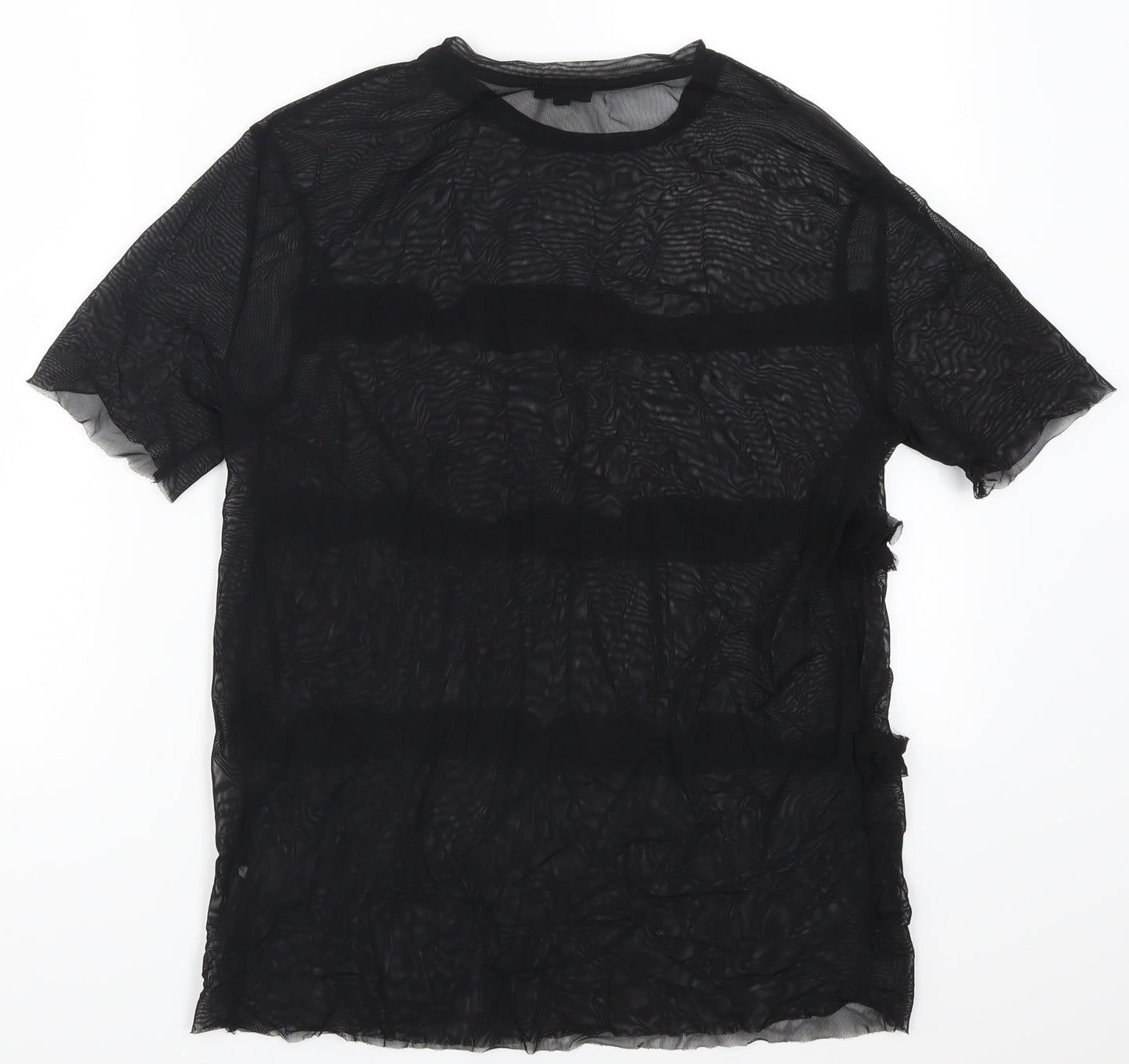 River Island Womens Black  Mesh Basic T-Shirt Size 8
