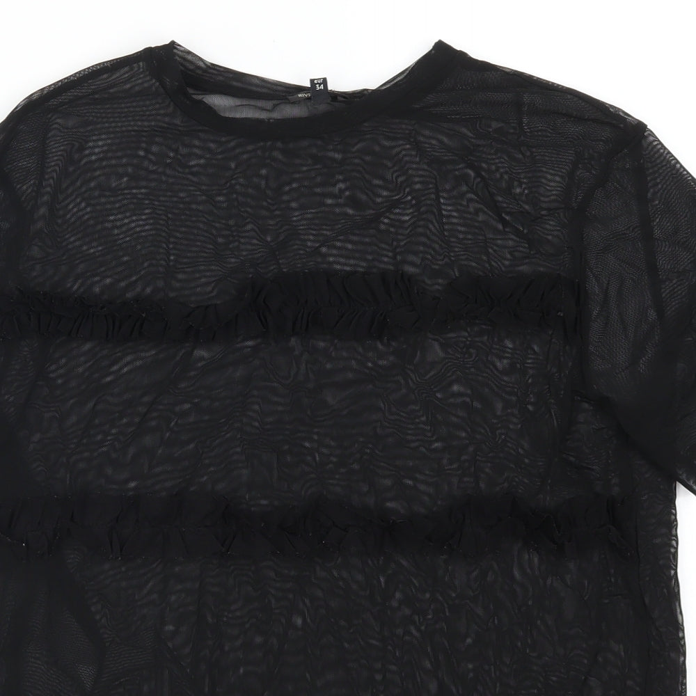 River Island Womens Black  Mesh Basic T-Shirt Size 8