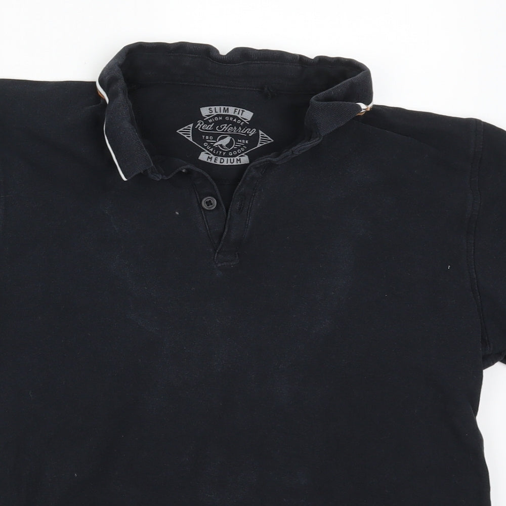 Red Herring Mens Black    Polo Size M