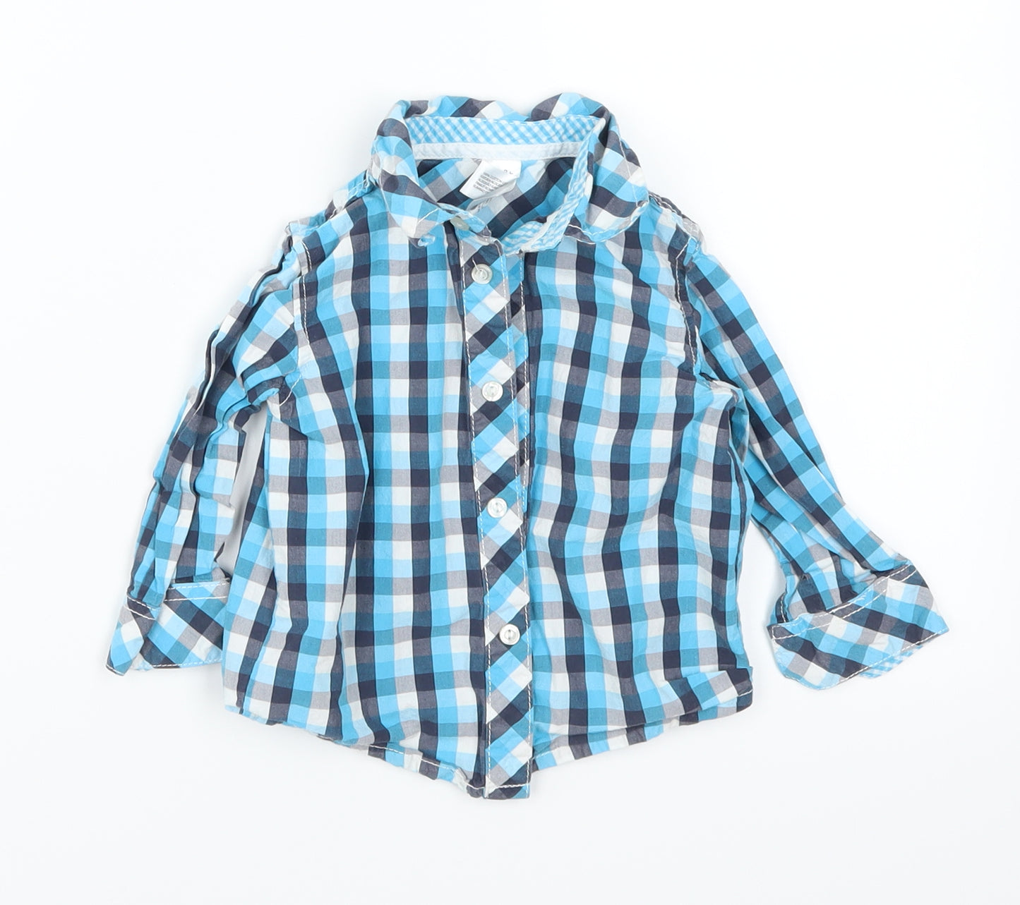Baby Club Boys Blue Check  Basic Button-Up Size 12 Months