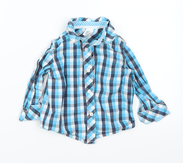 Baby Club Boys Blue Check  Basic Button-Up Size 12 Months