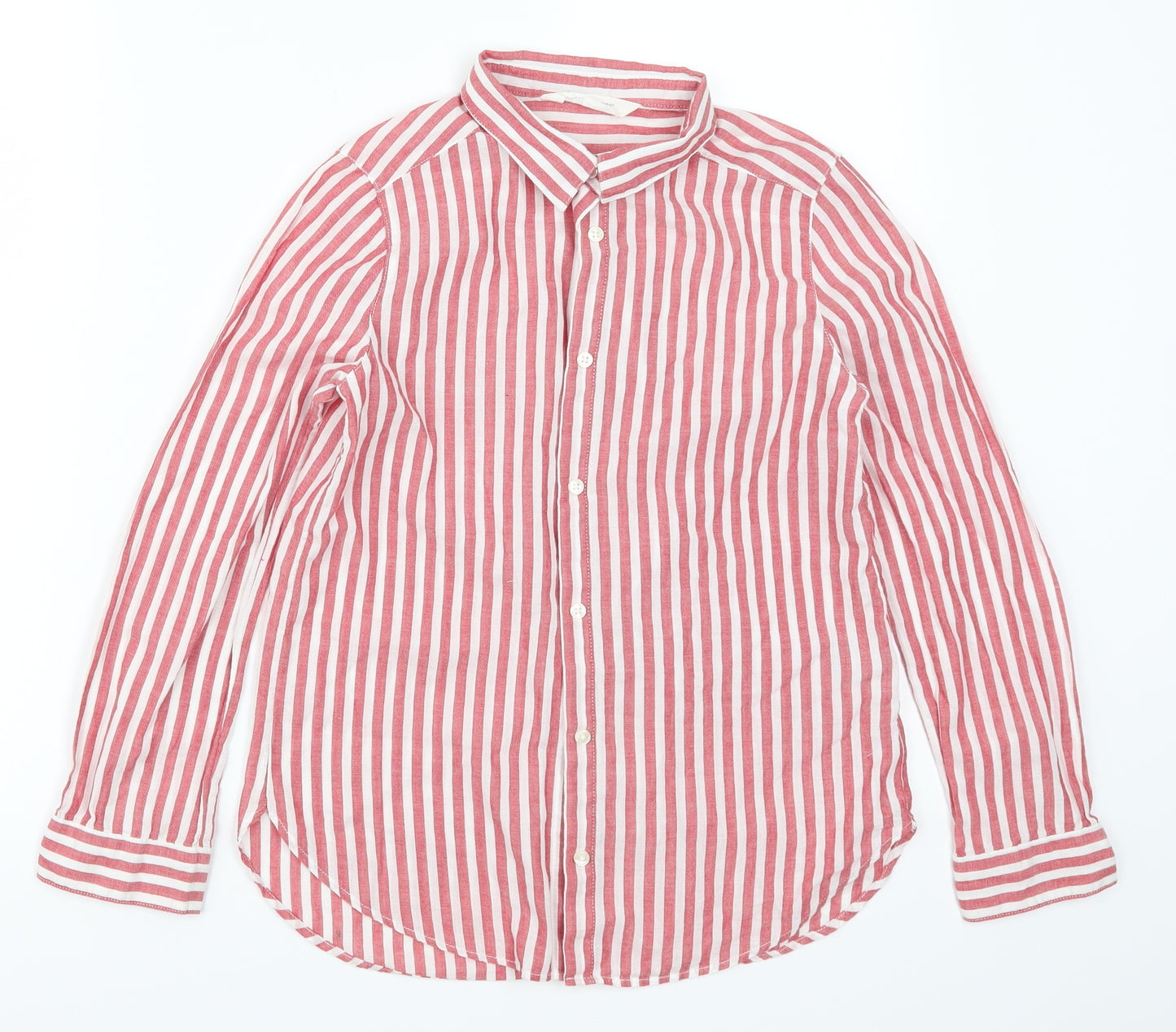 H&M Girls Red Striped  Basic Button-Up Size 12 Years