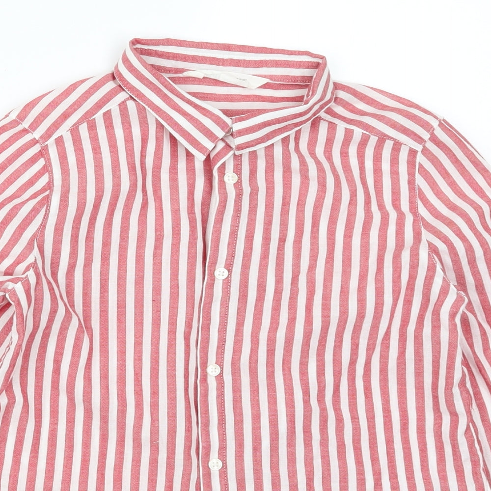 H&M Girls Red Striped  Basic Button-Up Size 12 Years