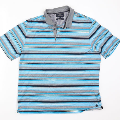 Blue Harbour Mens Blue Striped   Polo Size L