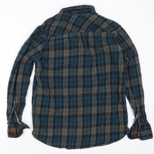 Mantaray Mens Blue Check   Button-Up Size M