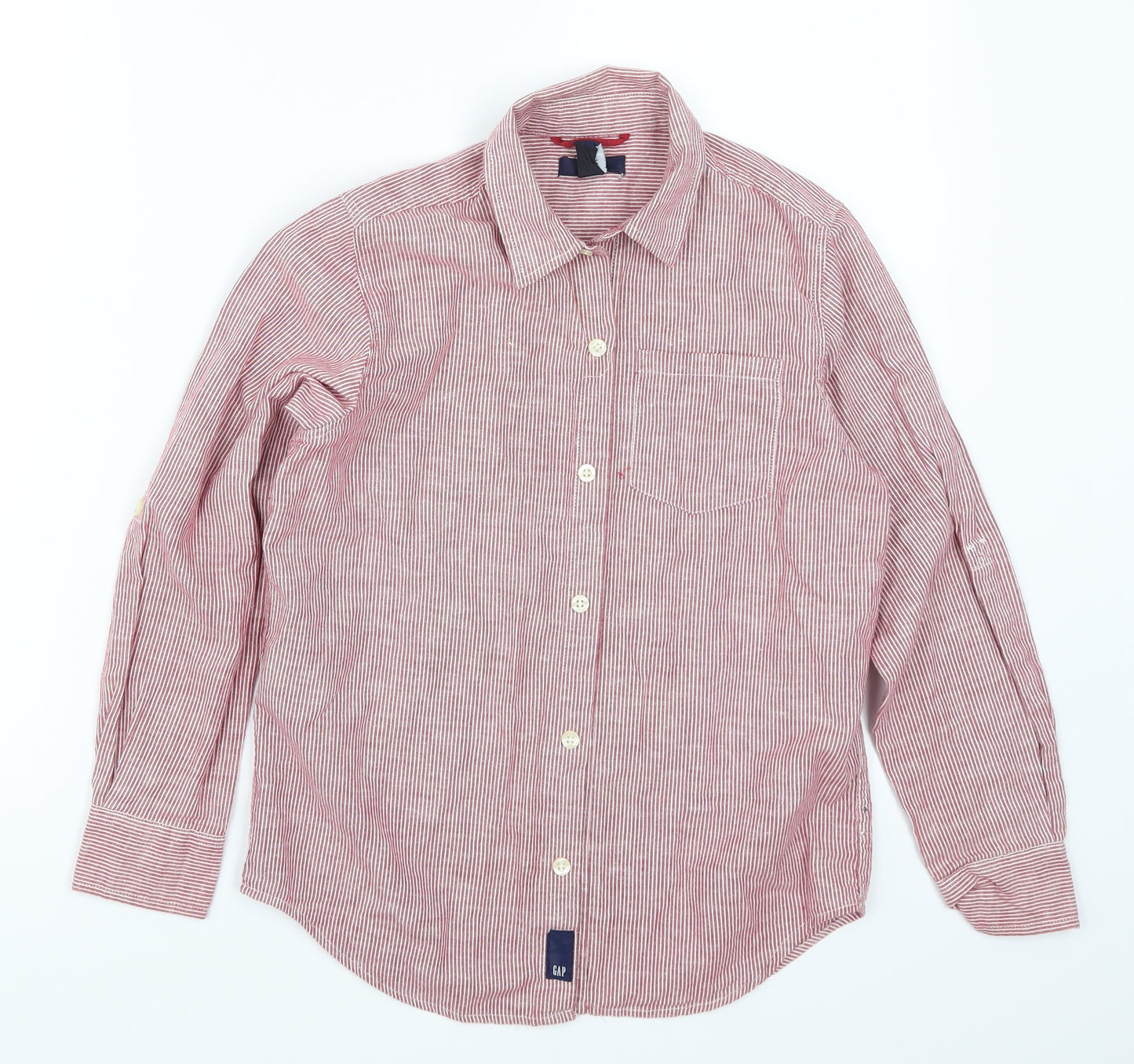 Gap Boys Red Striped  Basic Button-Up Size 8-9 Years