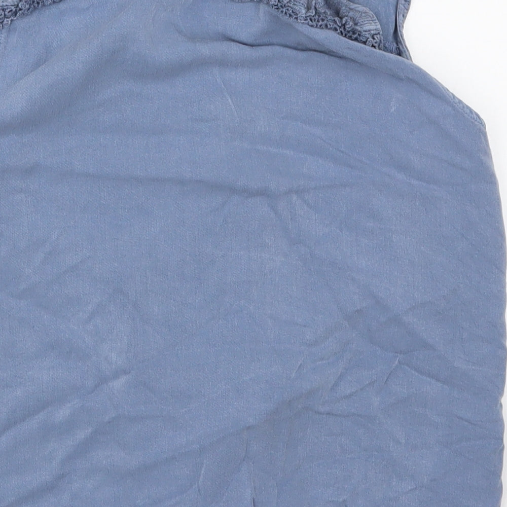 Blue Girls Blue Geometric  Basic Button-Up Size 14 Years