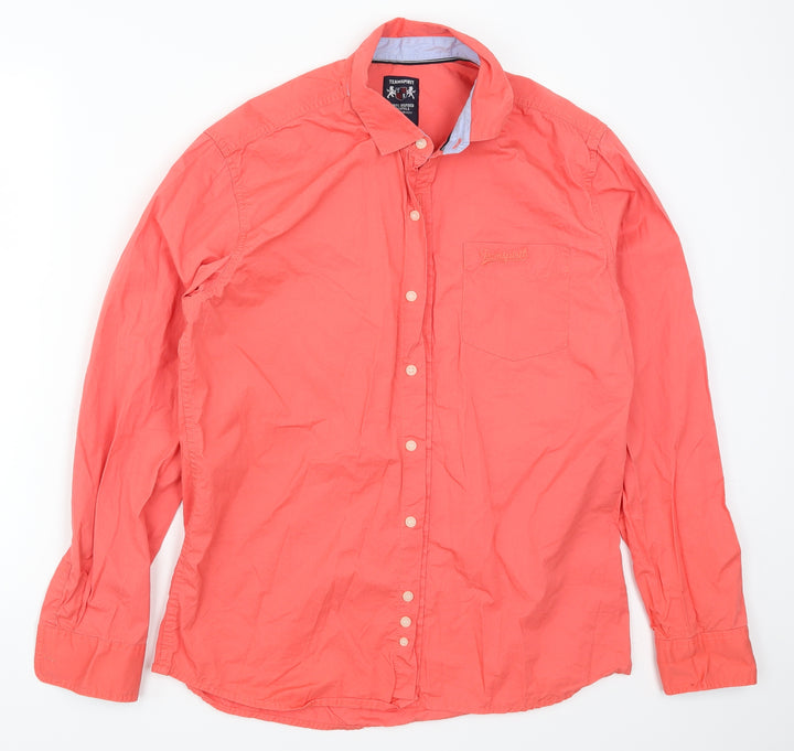 Team Spirit Mens Pink Button-Up Size L