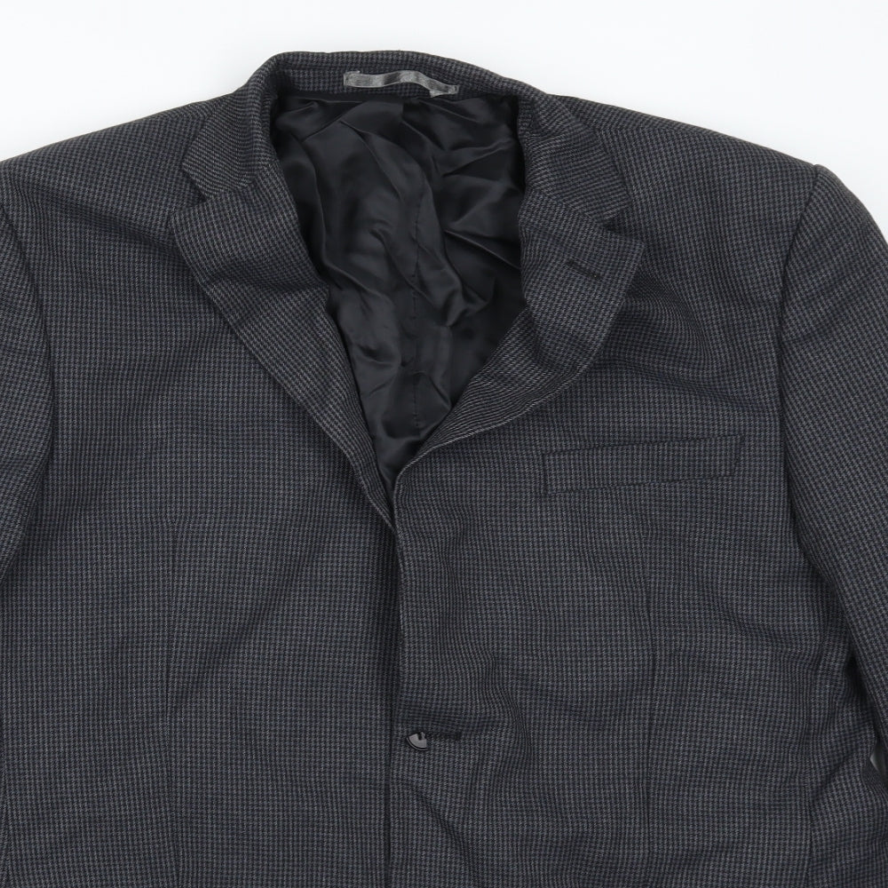 Scott & Taylor Mens Blue Houndstooth  Jacket Suit Jacket Size 42